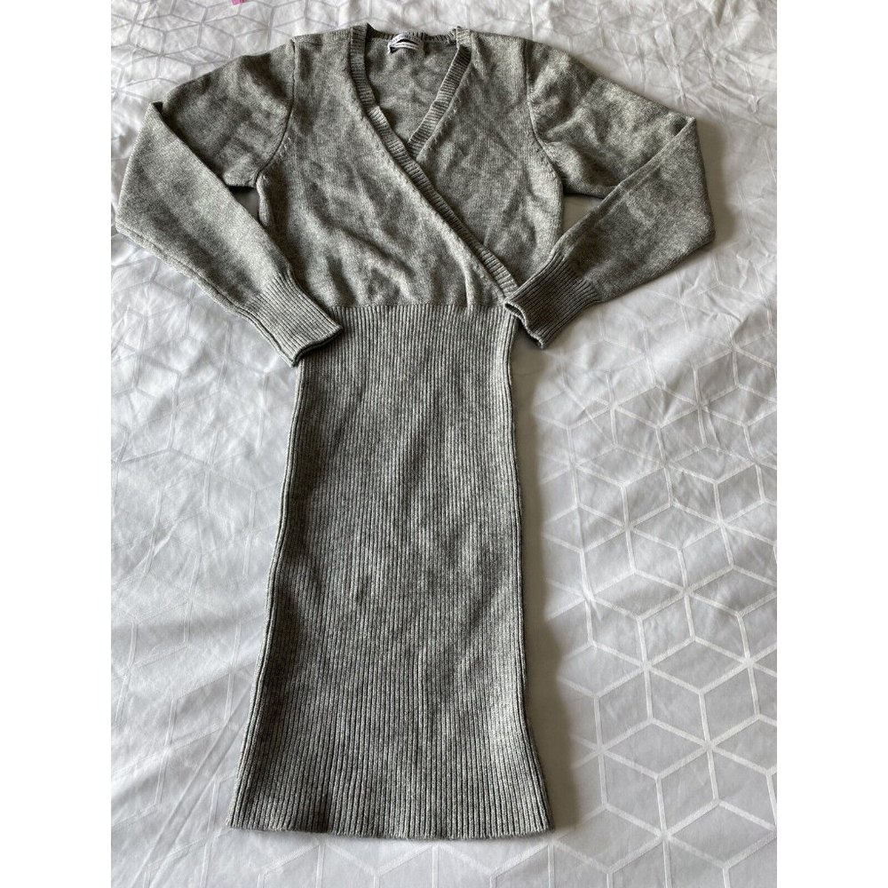 Urban Outfitters Gray Sweater Dress Sz S Small Ribbed Knit EUC